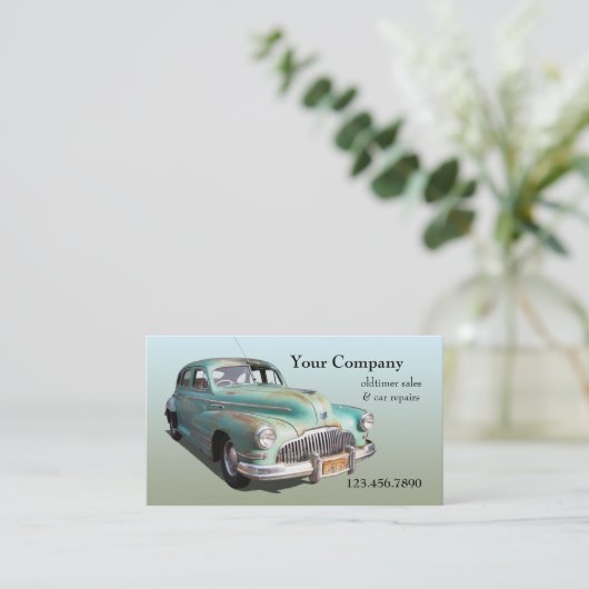 Oldtimer Car Sales Repair Business Card 名刺 (スタンド正面)