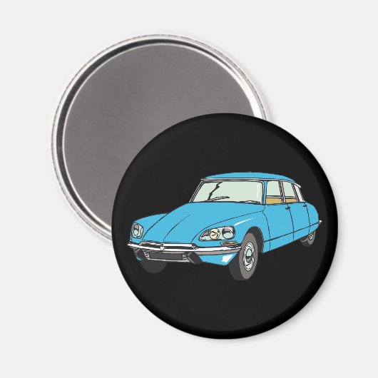 Oldtimer Citroen DS 19 Blau マグネット (正面/裏面)