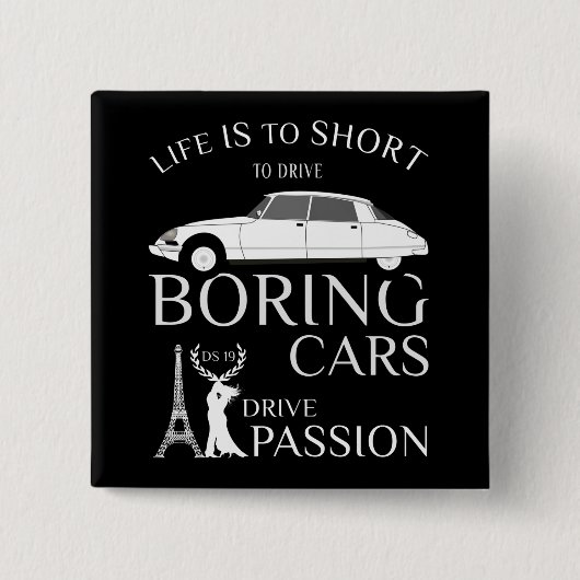 Oldtimer Citroen DS 19 Drive Passion 缶バッジ (正面)