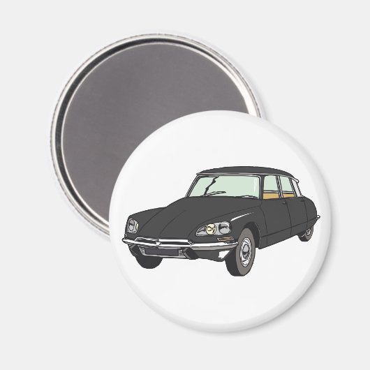 Oldtimer Citroen DS 19 Schwarz マグネット (正面/裏面)