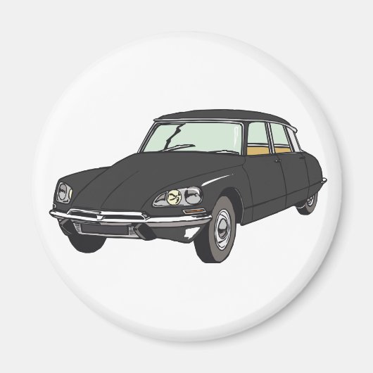 Oldtimer Citroen DS 19 Schwarz マグネット (正面)