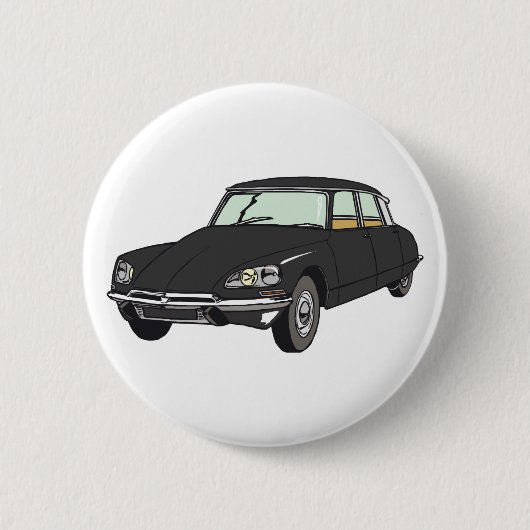 Oldtimer Citroen DS 19 Schwarz 缶バッジ (正面)