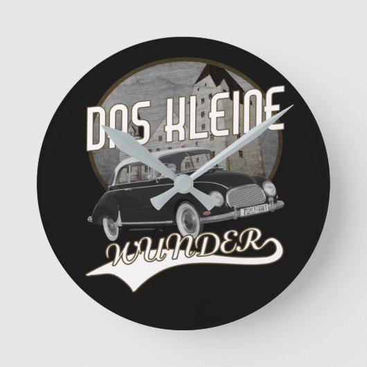 Oldtimer Deutschland自動車組合DKW Kleines Wunder ラウンド壁時計 (正面)