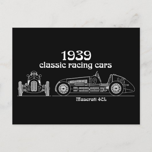 Oldtimer Italien Maserati 4CL Vintage Zeichnung ポストカード (正面)