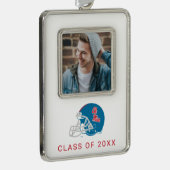 OLEサッカー恋しく思ヘルメット |淡い青 シルバープレートフレームオーナメント (右)