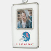 OLEサッカー恋しく思ヘルメット |淡い青 シルバープレートフレームオーナメント (左)