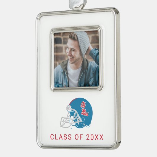 OLEサッカー恋しく思ヘルメット |淡い青 シルバープレートフレームオーナメント (左)