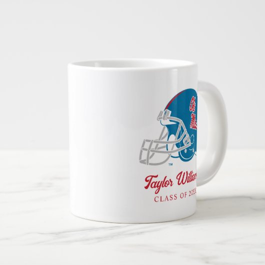 OLEサッカー恋しく思ヘルメット |淡い青 ジャンボコーヒーマグカップ (正面右)