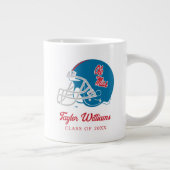 OLEサッカー恋しく思ヘルメット |淡い青 ジャンボコーヒーマグカップ (右)