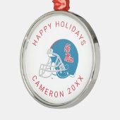 OLEサッカー恋しく思ヘルメット |淡い青 メタルオーナメント (左)