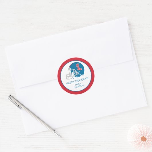 OLEサッカー恋しく思ヘルメット |淡い青 ラウンドシール (封筒)