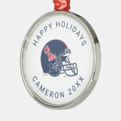 OLEサッカー恋しく思ヘルメット |濃い青 メタルオーナメント (左)