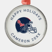 OLEサッカー恋しく思ヘルメット |濃い青 メタルオーナメント (正面)