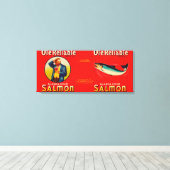 Ole信頼性の高いブランドサーモンラベル – ワシントン州シアトル キャンバスプリント (インサイチュ (ウッドフロア))