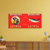 Ole信頼性の高いブランドサーモンラベル – ワシントン州シアトル キャンバスプリント (インサイチュ (リビング))