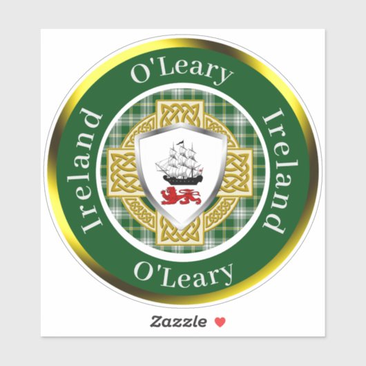 O'Leary Irish Shield/Celtic Cross Personalized シール (シート)