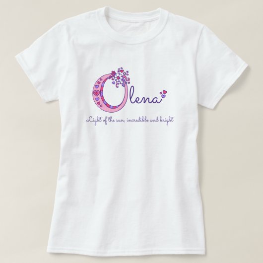Olena girls O nameモノグラムシャツを意味する Tシャツ (デザイン正面)