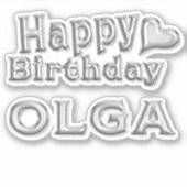 Olga Happy Birthday silver Aufkleber Sticker シール (正面)