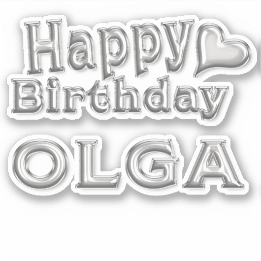 Olga Happy Birthday silver Aufkleber Sticker シール (正面)