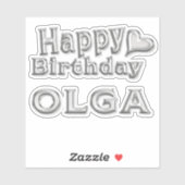 Olga Happy Birthday silver Aufkleber Sticker シール (シート)