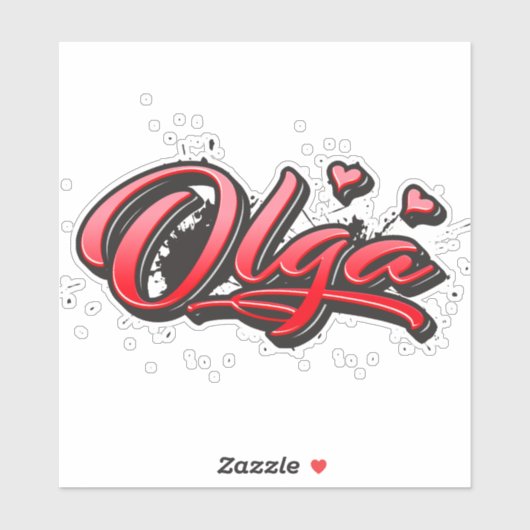 Olga red Heart Graffiti Aufkleber Sticker シール (シート)