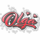 Olga red Heart Graffiti Aufkleber Sticker シール (正面)