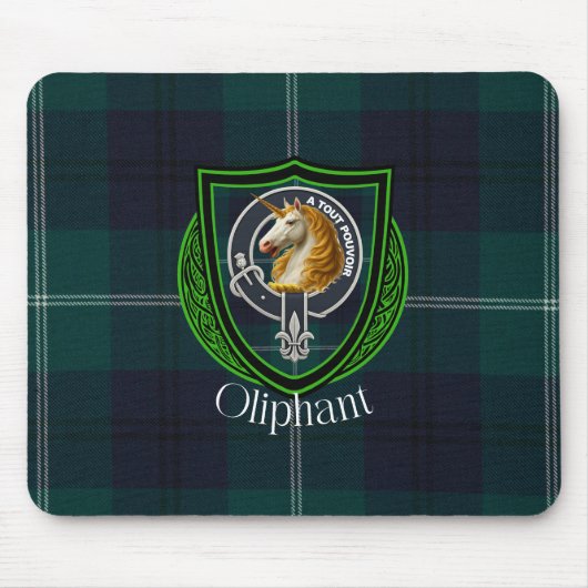 Oliphant Scottish Clan Tartan and Crest  マウスパッド (正面)