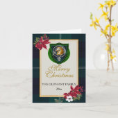 Oliphant Scottish Clan Tartan & Crest カード (黄色い花)