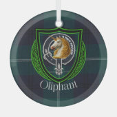 Oliphant Scottish Clan Tartan & Crest ガラスオーナメント (正面)