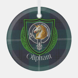 Oliphant Scottish Clan Tartan & Crest ガラスオーナメント