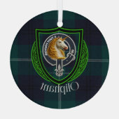 Oliphant Scottish Clan Tartan & Crest ガラスオーナメント (裏面)