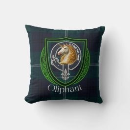 Oliphant Scottish Clan Tartan & Crest クッション
