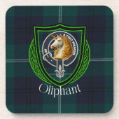 Oliphant Scottish Clan Tartan & Crest コースター (正面)