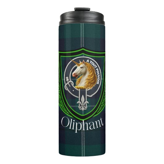 Oliphant Scottish Clan Tartan & Crest タンブラー (正面)