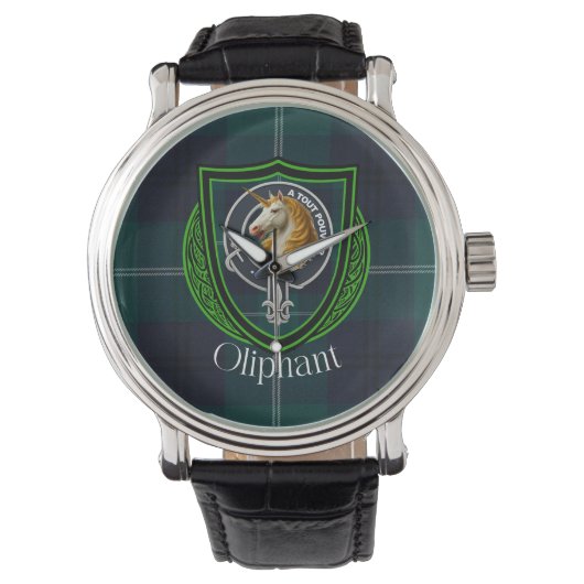 Oliphant Scottish Clan Tartan & Crest 腕時計 (正面)