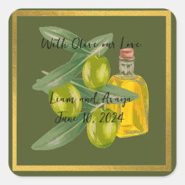 Olive結婚 Our Loveステッカーとパーソナライズされた スクエアシール
