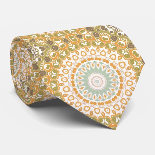 Olive and Amber Modern Mandala Design ネクタイ (ロール)