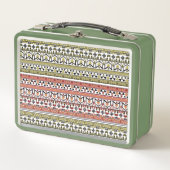 Olive and brown geometric ethnic ornament メタルランチボックス (正面)