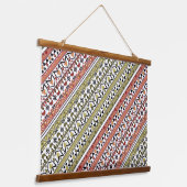 Olive and brown geometric ethnic ornament 吊り下げ型タペストリー (傾斜あり)