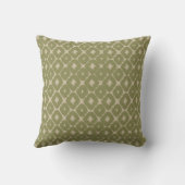 Olive and cream Boho Geometric Throw Pillow クッション (裏面)