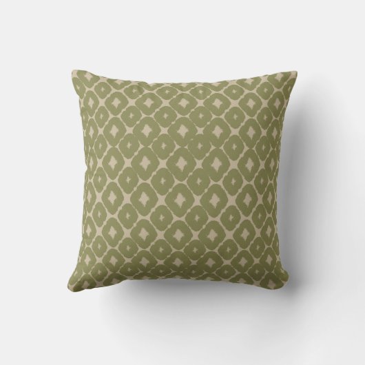 Olive and cream Boho Geometric Throw Pillow クッション (裏面)
