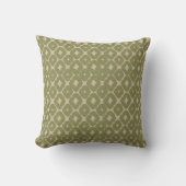Olive and cream Boho Geometric Throw Pillow クッション (正面)