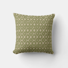 Olive and cream Boho Geometric Throw Pillow クッション