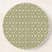 Olive and cream Boho Geometric Throw Pillow コースター (正面)