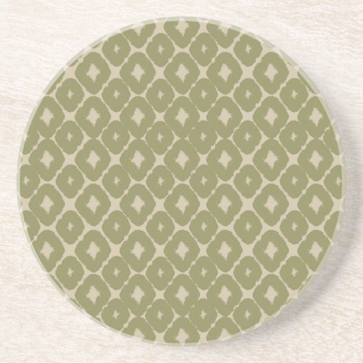 Olive and cream Boho Geometric Throw Pillow コースター (正面)