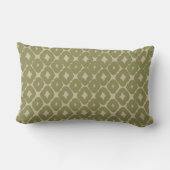 Olive and cream Boho Geometric Throw Pillow ランバークッション (裏面)
