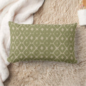 Olive and cream Boho Geometric Throw Pillow ランバークッション (ブランケット)
