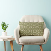 Olive and cream Boho Geometric Throw Pillow ランバークッション (椅子)