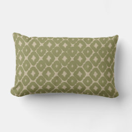 Olive and cream Boho Geometric Throw Pillow ランバークッション