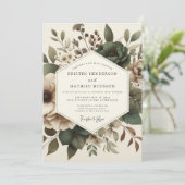 Olive Antique Floral Wedding 招待状 (スタンド正面)